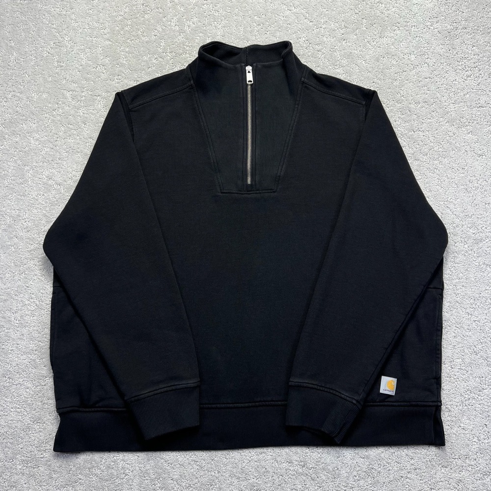 Carhartt Tencel Fiber Series Sweatshirt Womens 2X Black Relaxed Fit Quarter Zip
